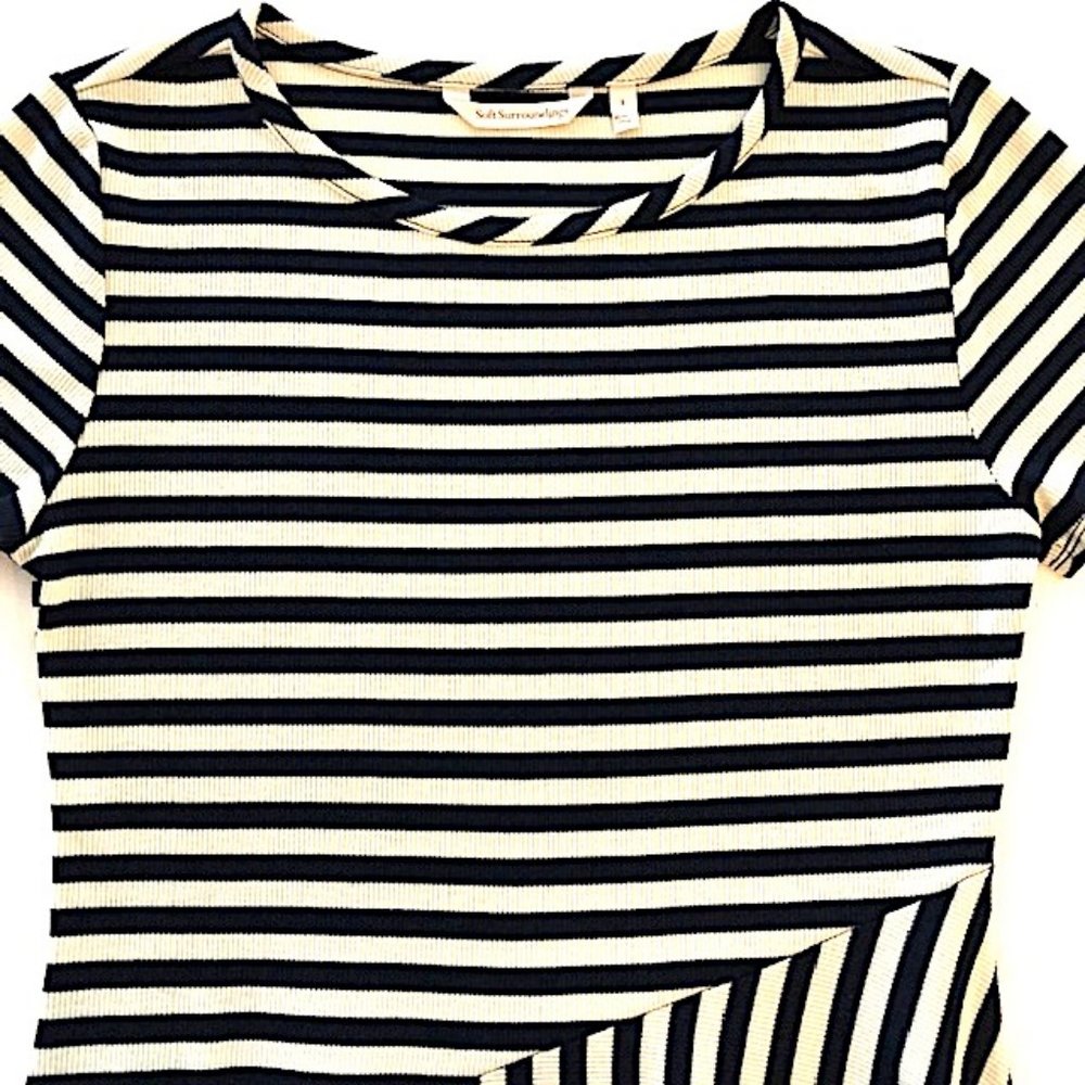 Soft Surroundings Black & White Striped Midi Dress - Picture 7 of 8